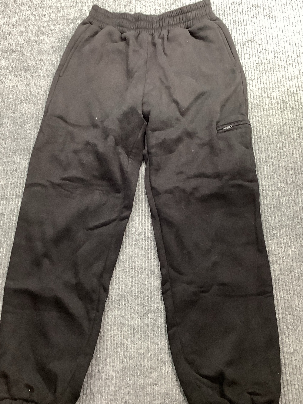 Men's Black Fleece Joggers with Zippered Thigh Pocket